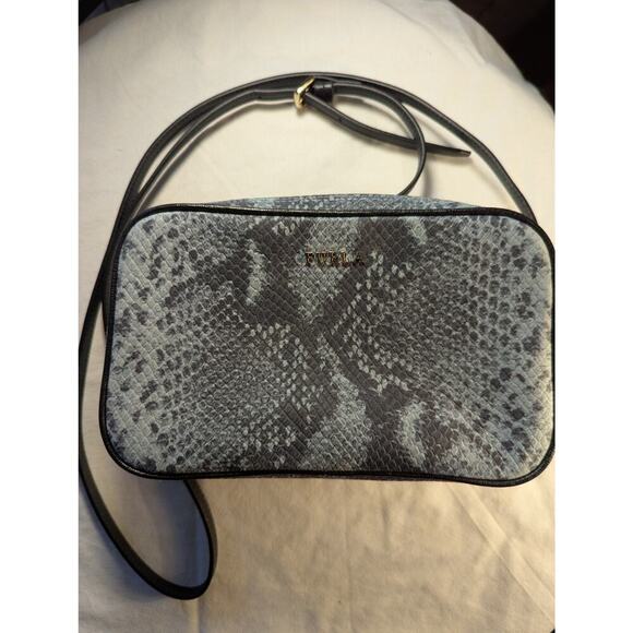 Furla Handbags - Furla Snakeskin Print Leather Crossbody Bag Camera Bag Designer Purse